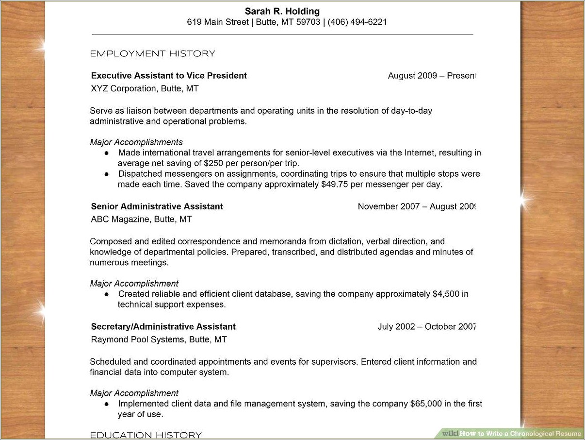 Resume Can You Write Experience Non Chronological
