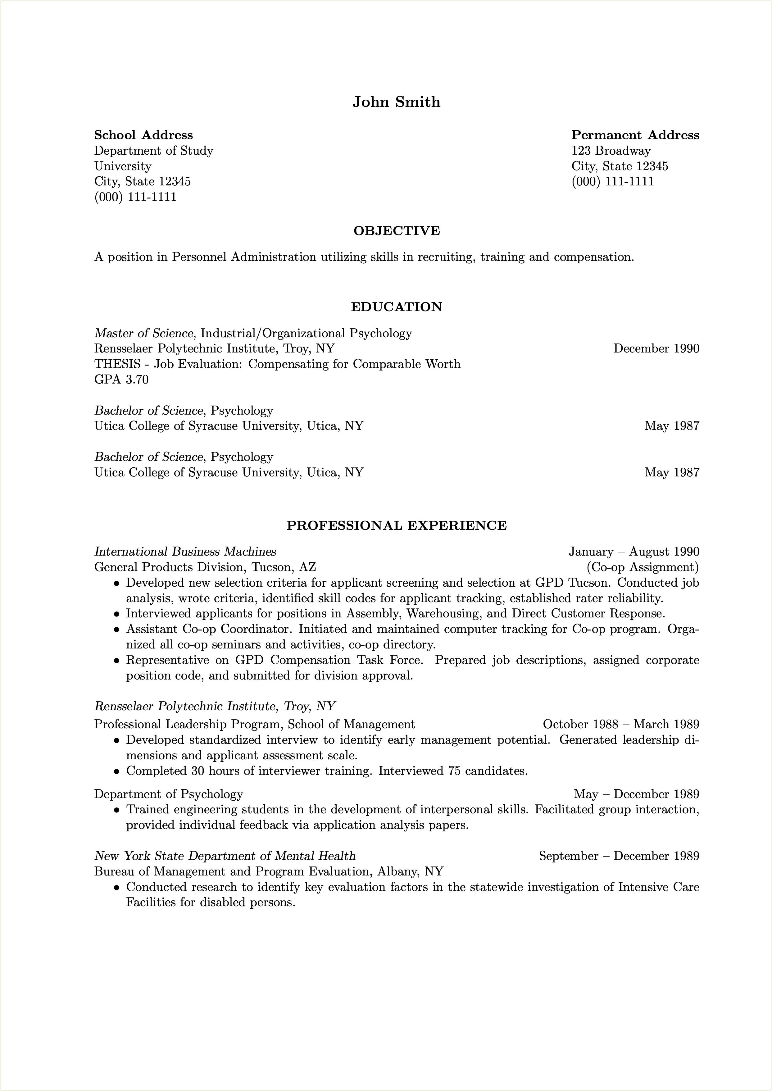 Resume Career Objective For Applied Physical Science
