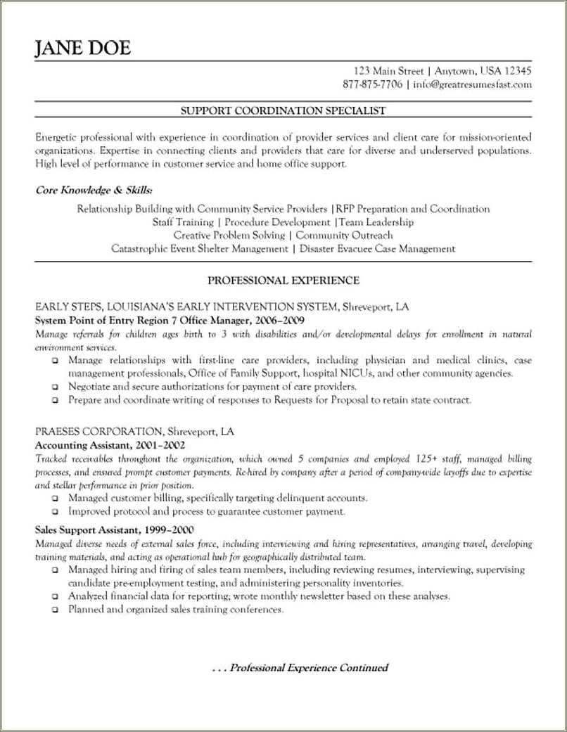 Resume Career Summary For Non Profit Manager