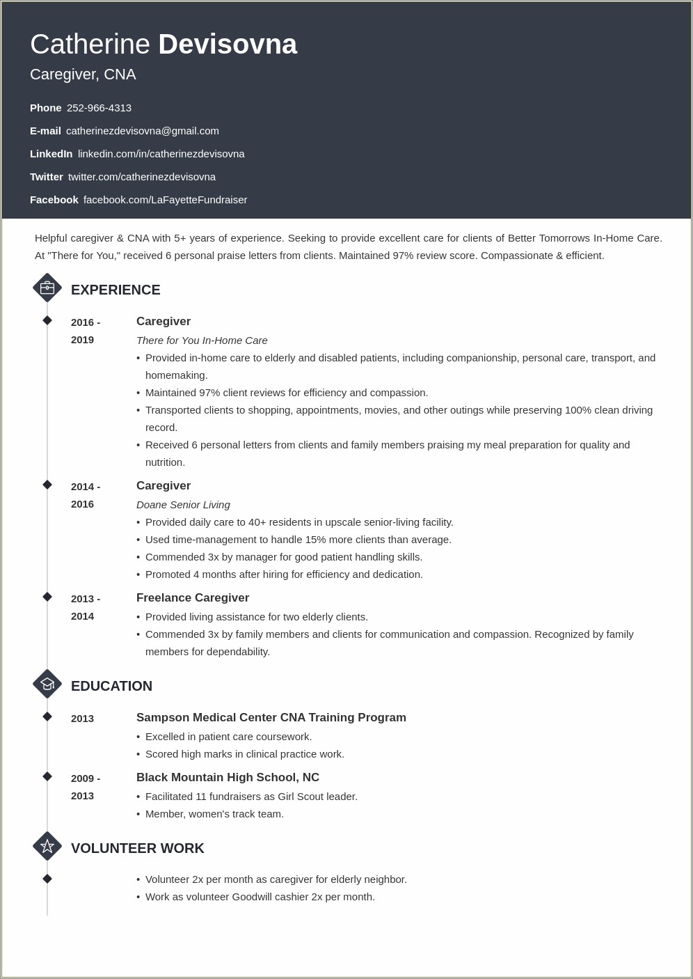 Resume Caregiver Manage According Wishes Trust