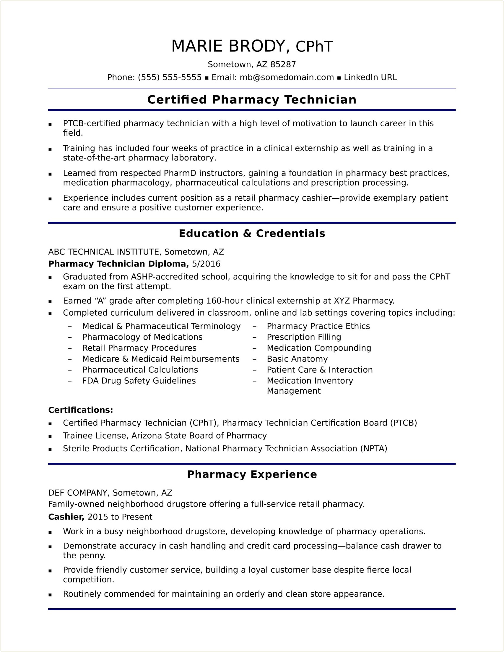 Resume Certifications For Someone With No Work Experience