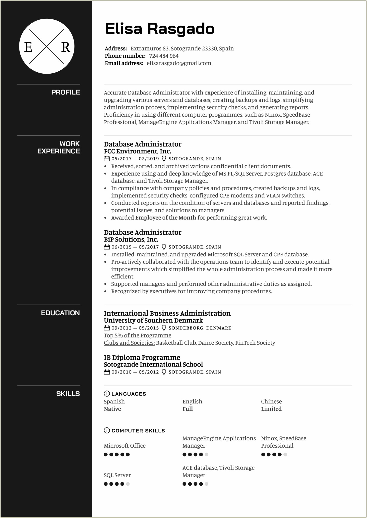 Resume Computer Operations Network Administration And Security Samples