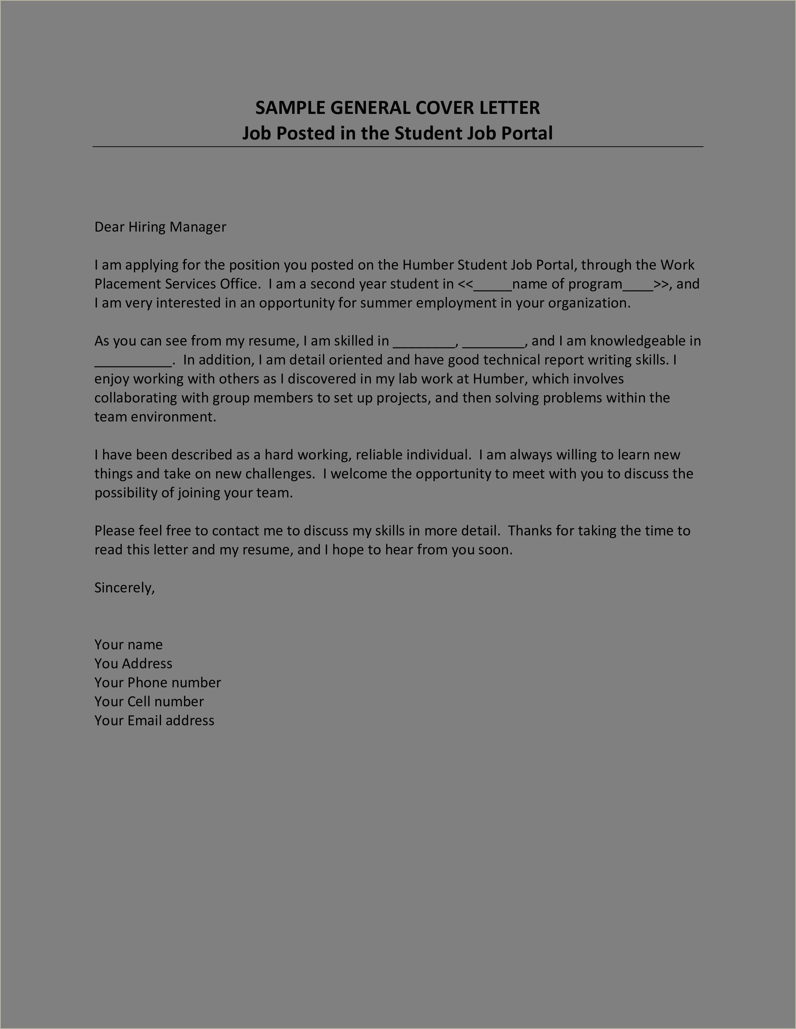 Resume Cover Letter By Email Sample