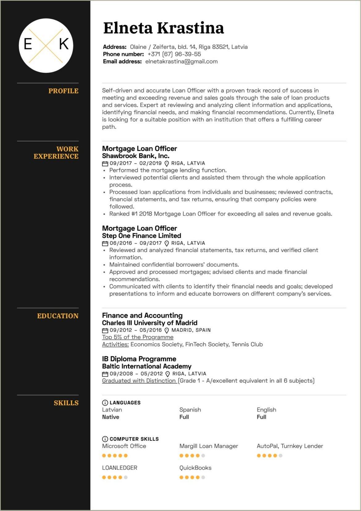 Resume Cover Letter Commercial Loan Officer