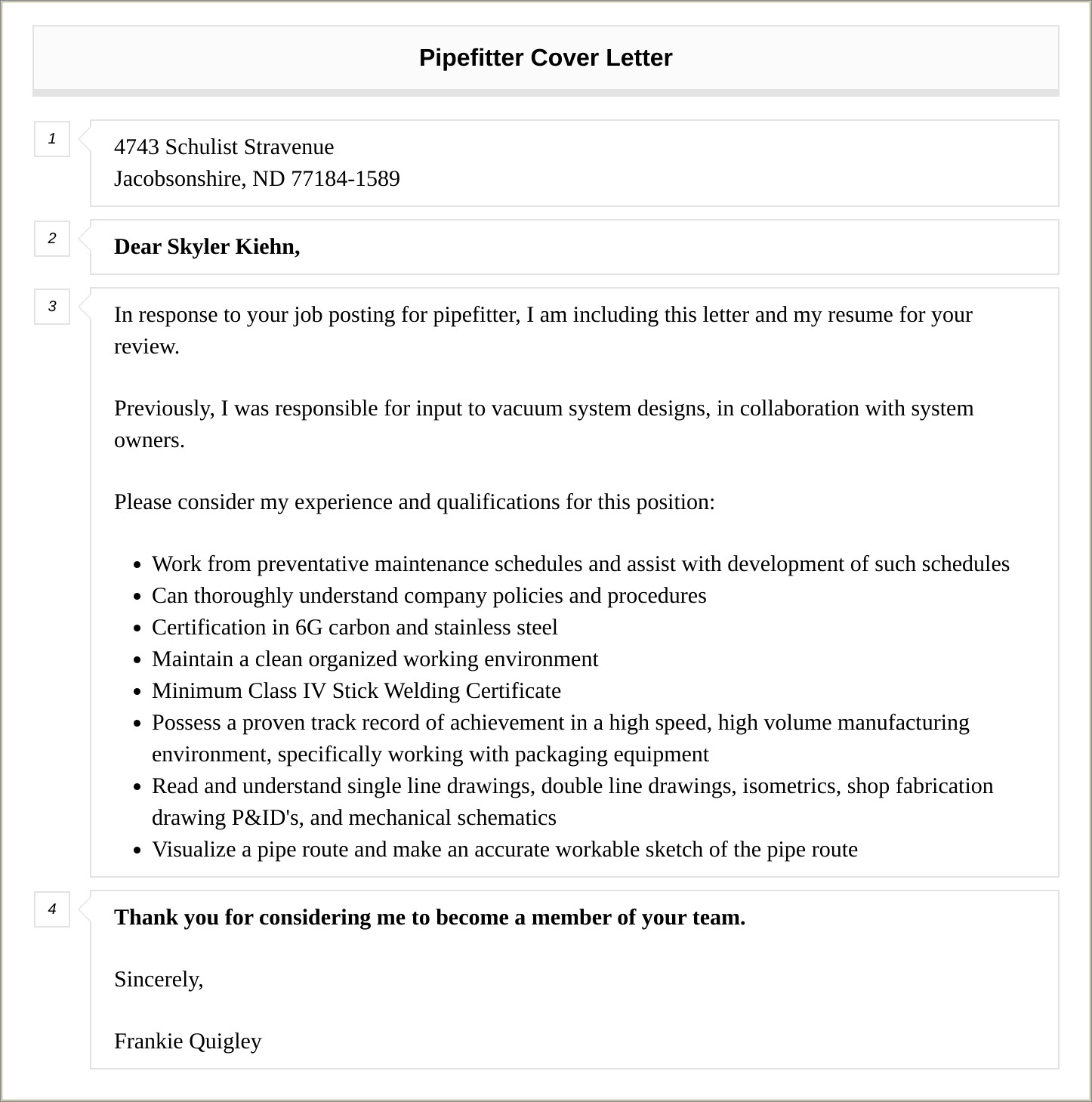 Resume Cover Letter Examples For Pipe Trades