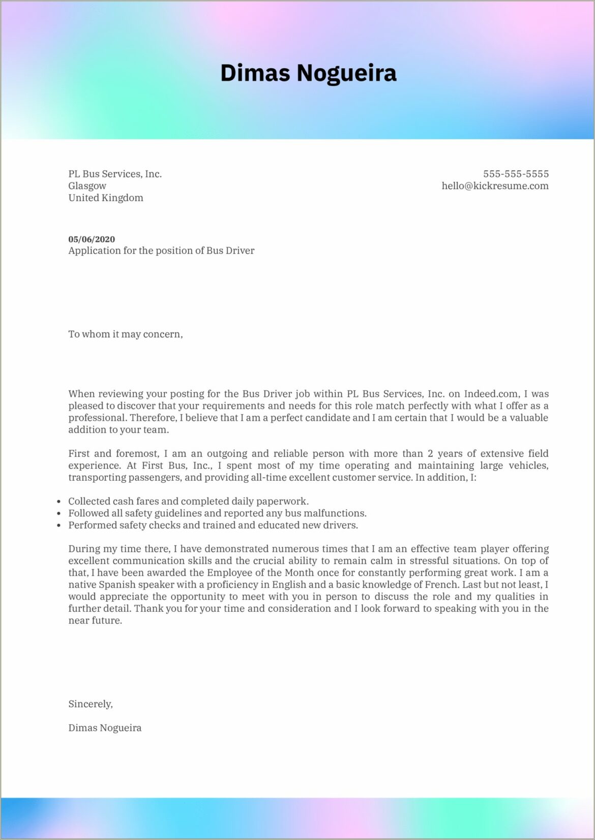 Resume Cover Letter Examples For School Safety