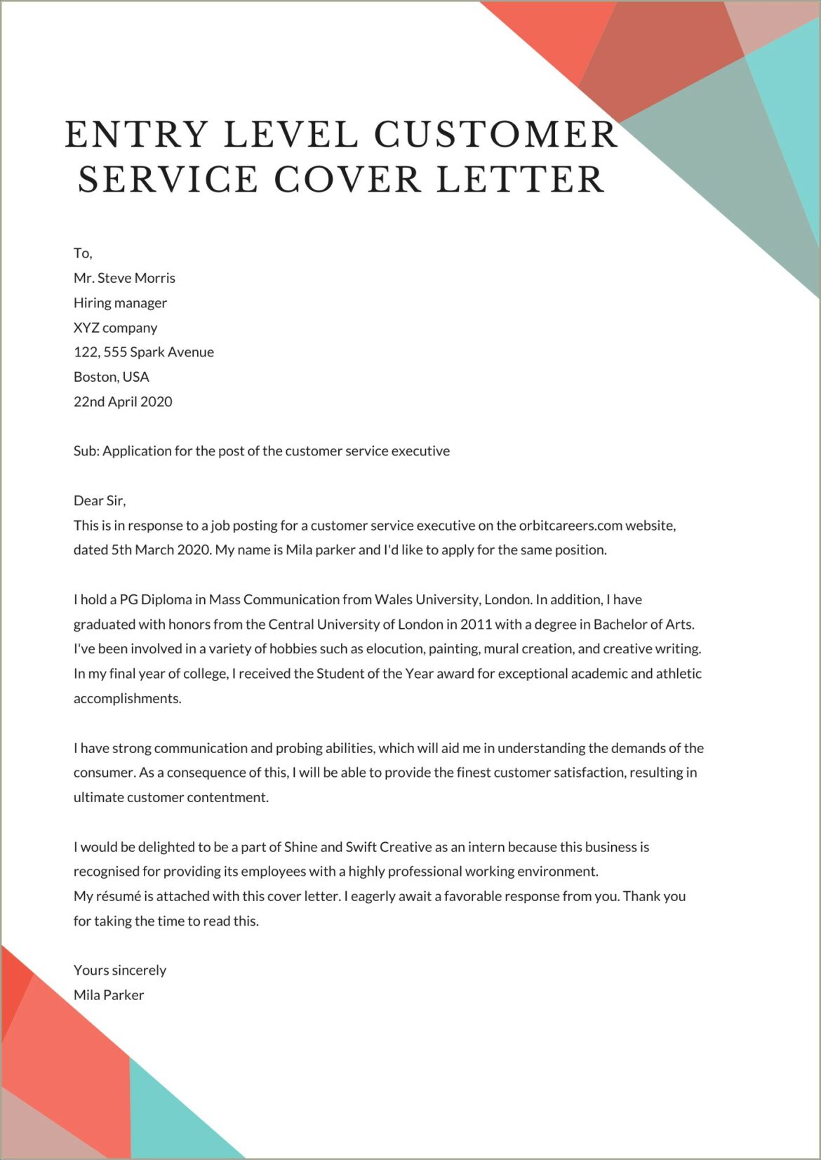 Resume Cover Letter Examples Tech Support