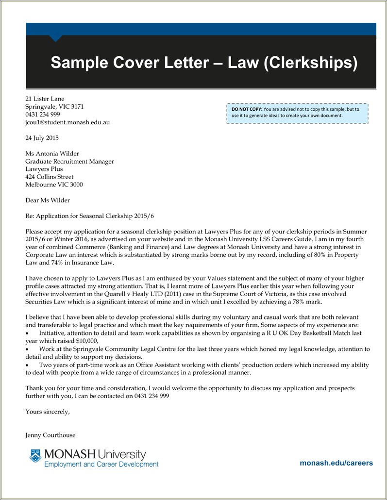 Resume Cover Letter For Attorney Job