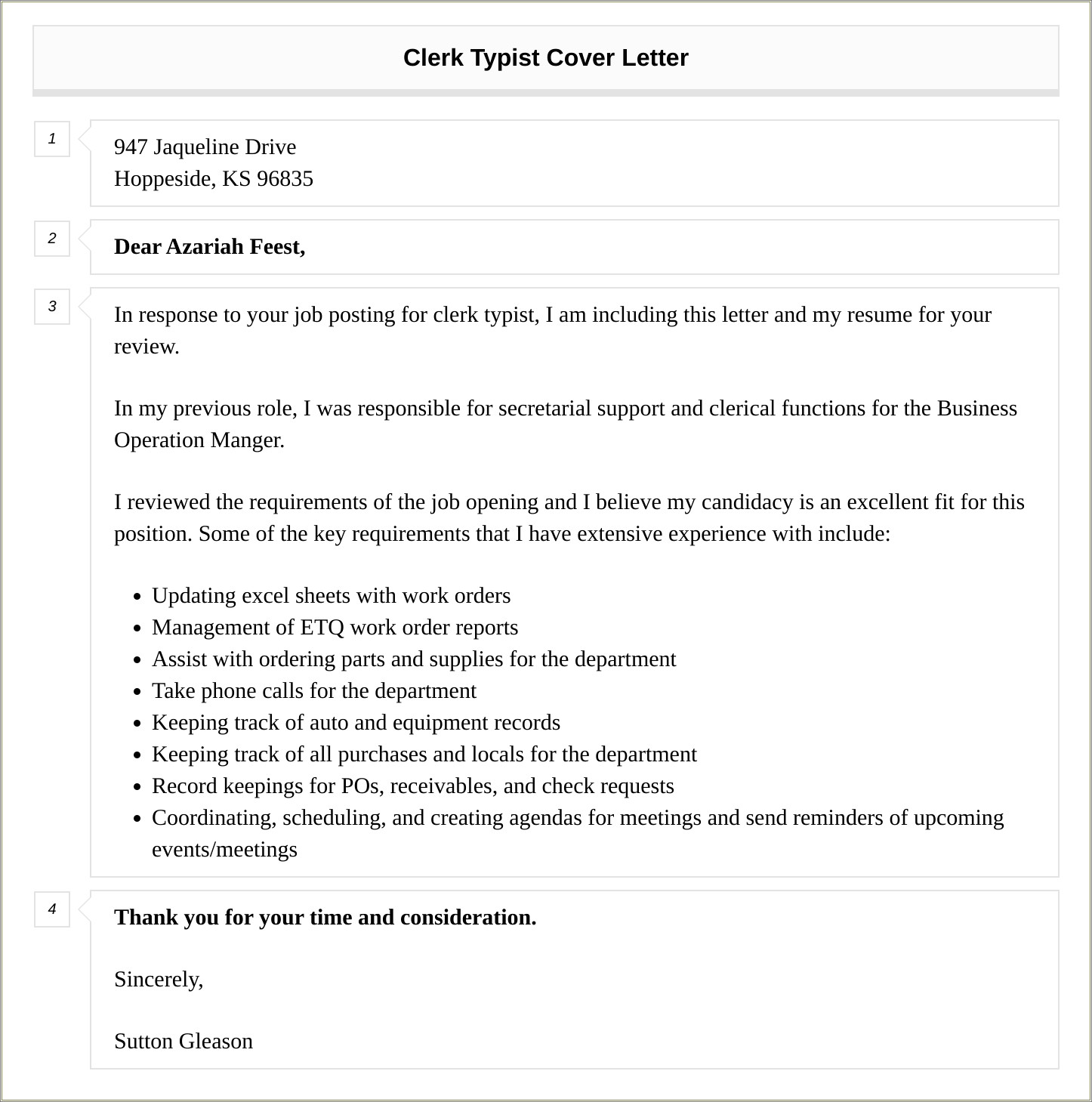 Resume Cover Letter For Clerical Work