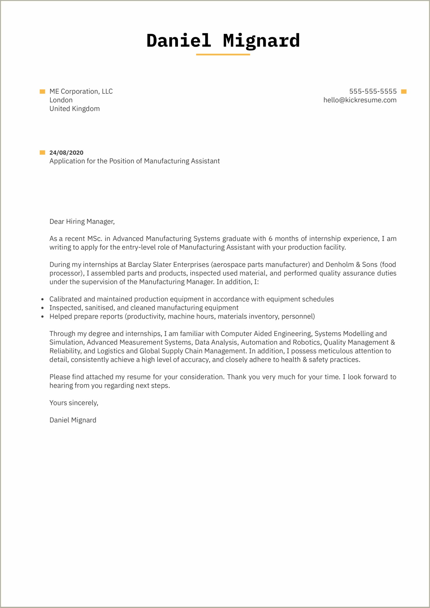 Resume Cover Letter For Janitor Position
