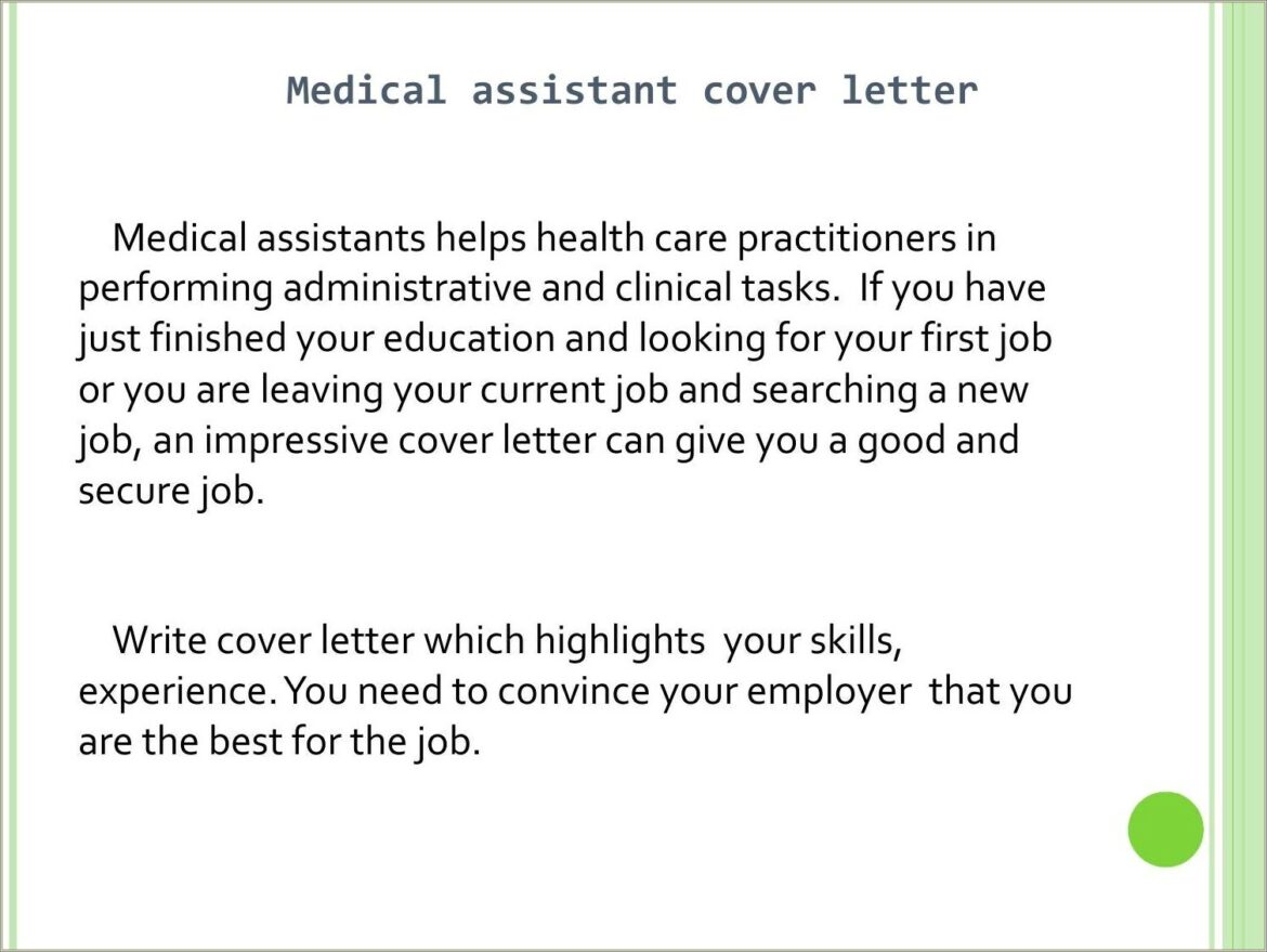 Resume Cover Letter For Medical Assistant Position