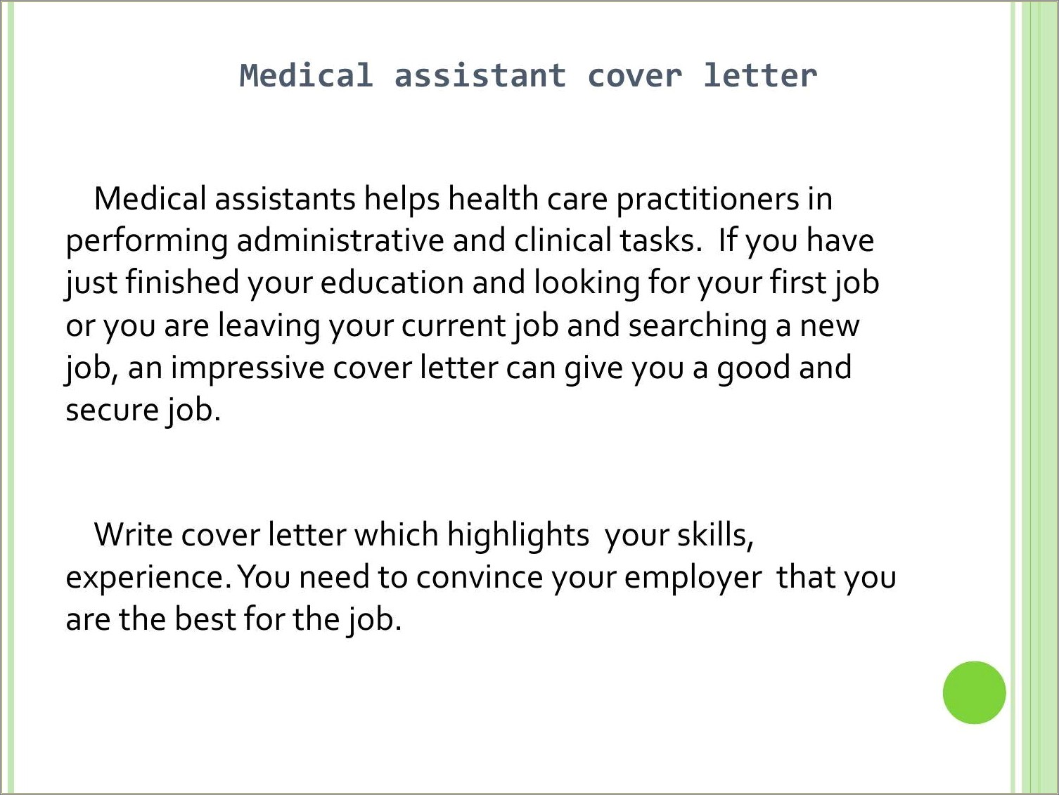 Resume Cover Letter For Medical Assistant Position