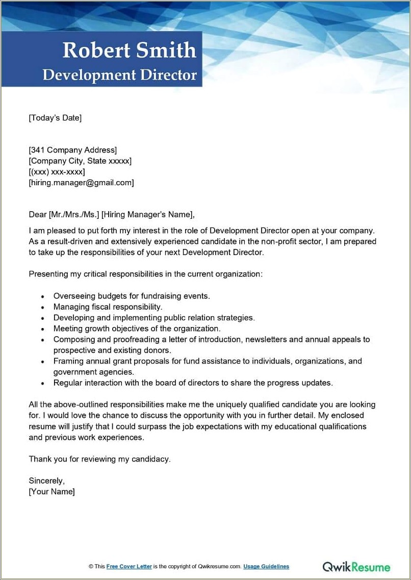 Resume Cover Letter For Non Profit Organization