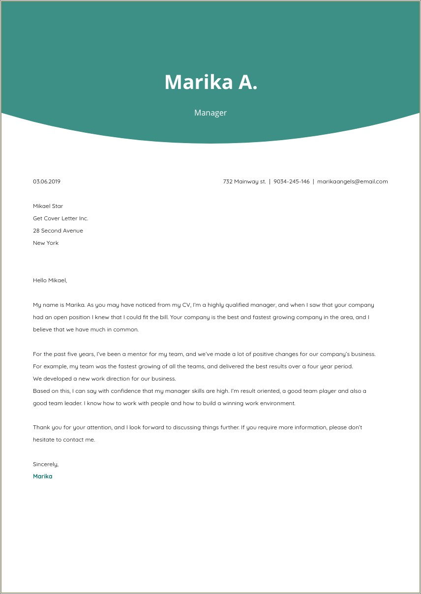 Resume Cover Letter For Security Manager
