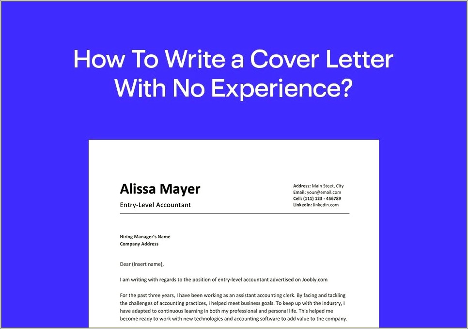 Resume Cover Letter For Someone With No Experience