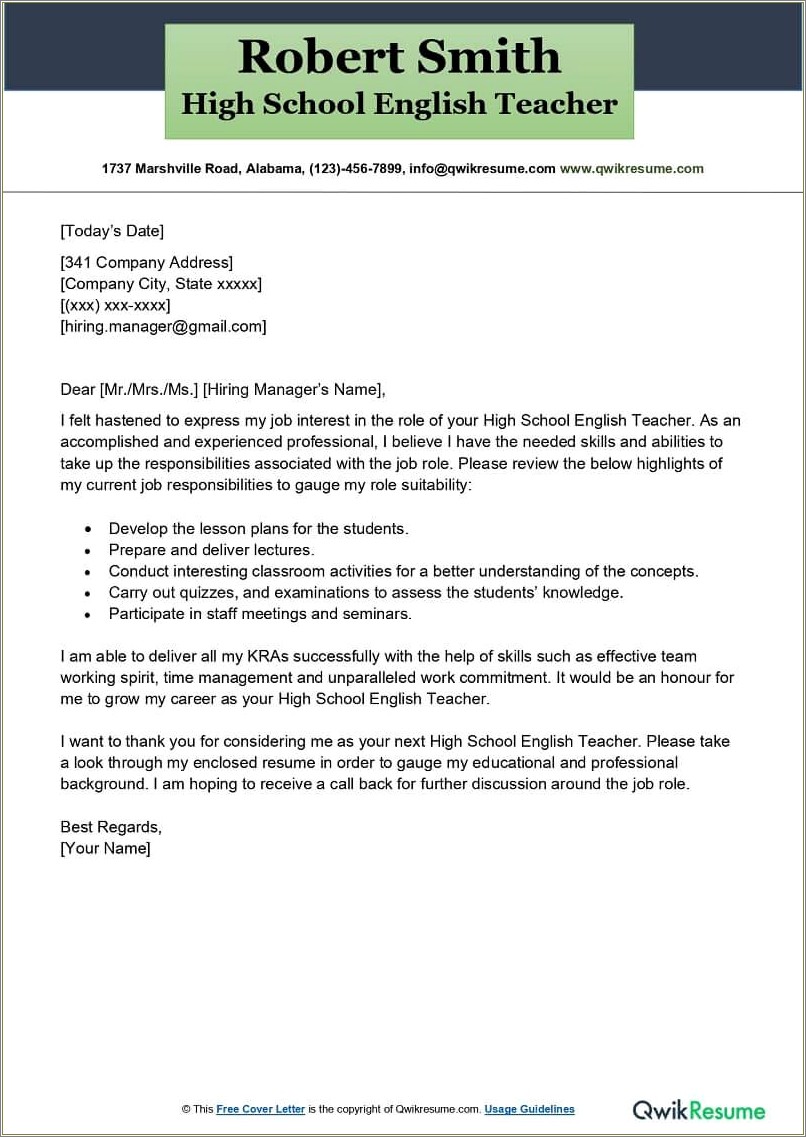Resume Cover Letter For Special Education Teacher