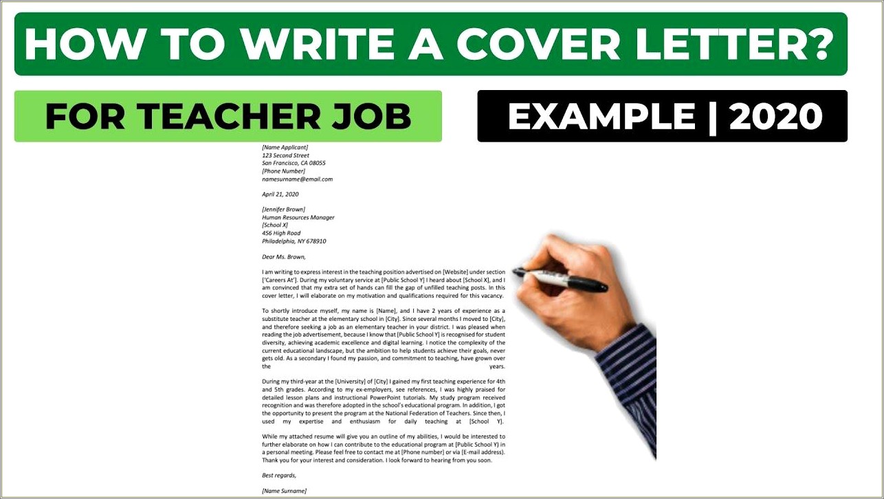 Resume Cover Letter Format For Teachers
