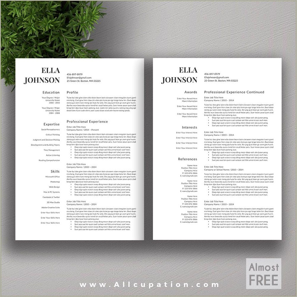 Resume Cover Letter Green Template Word