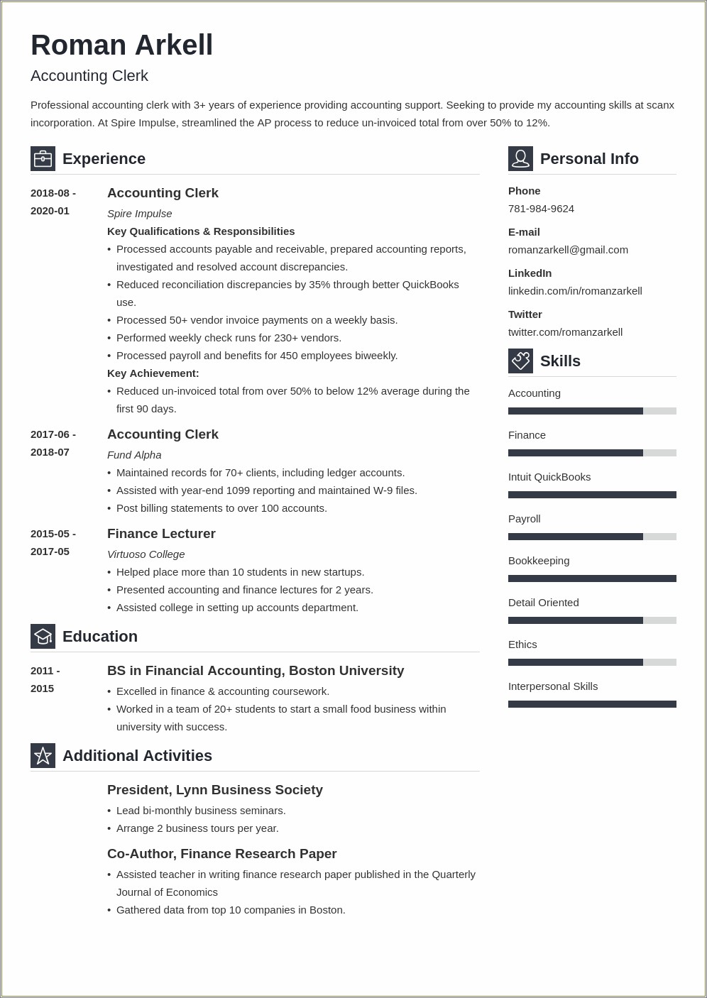 Resume Cover Letter Samples Accounting Clerk