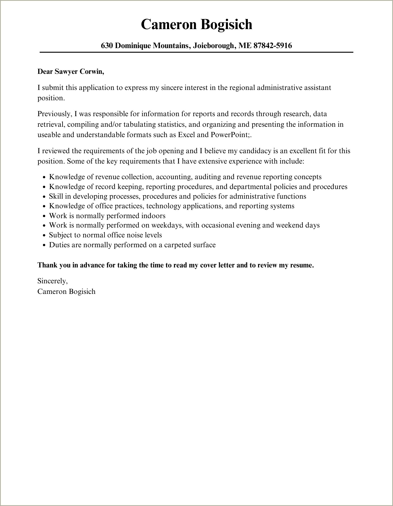 Resume Cover Letter Samples For Administrative Assistant Job