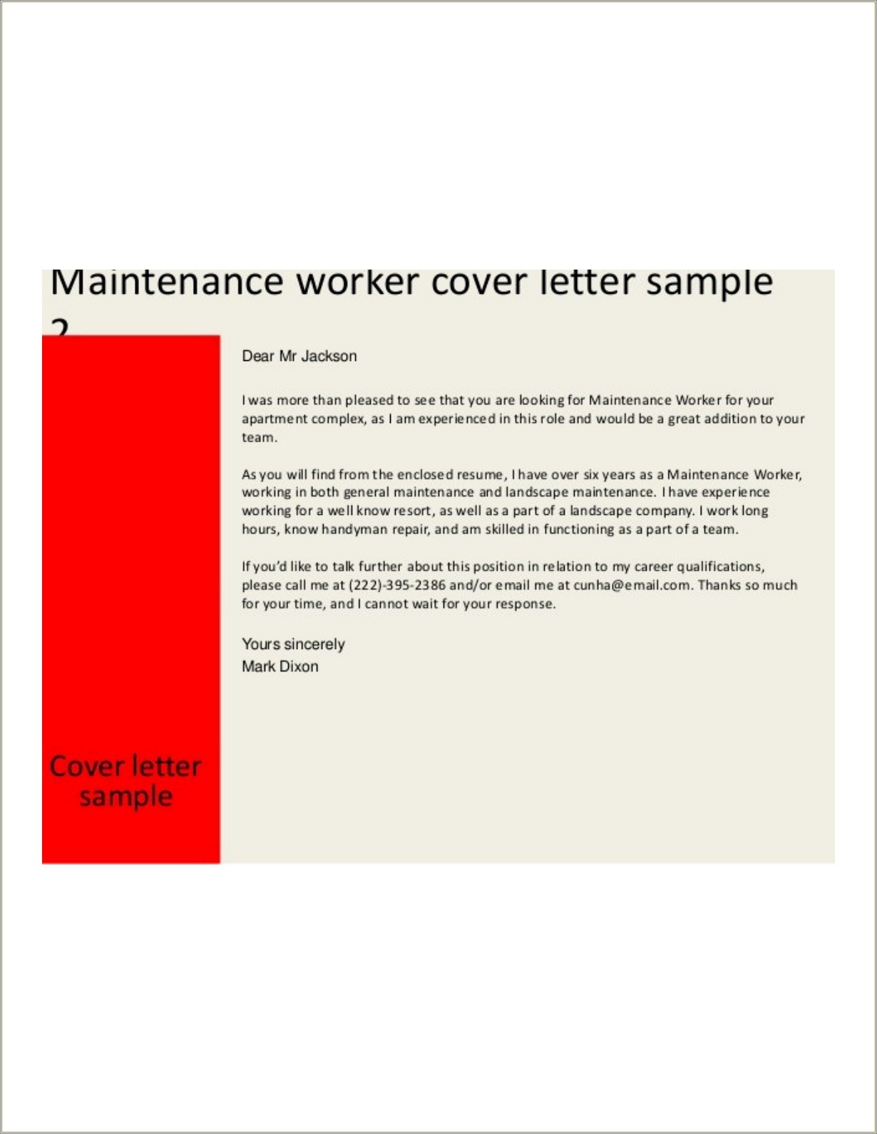 Resume Cover Letter Samples For Landscape Management Position