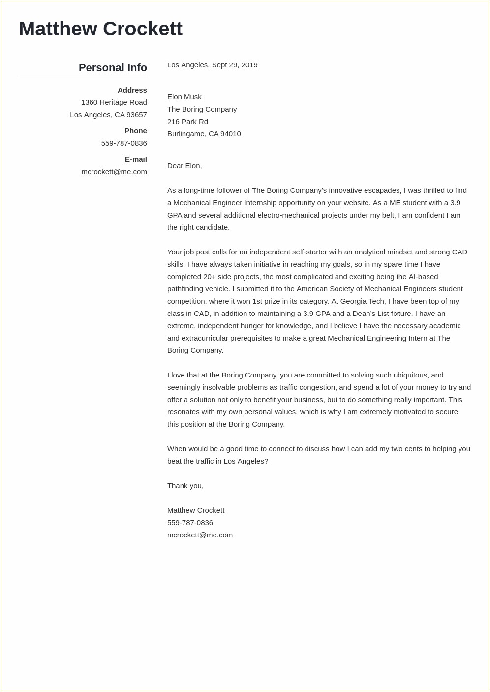 Resume Cover Letter Samples For Mechanical Engineers