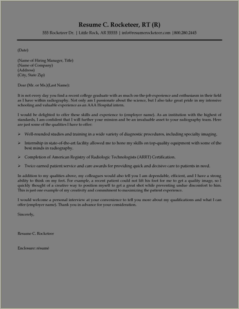 Resume Cover Letters For Recent Graduate Medical Management