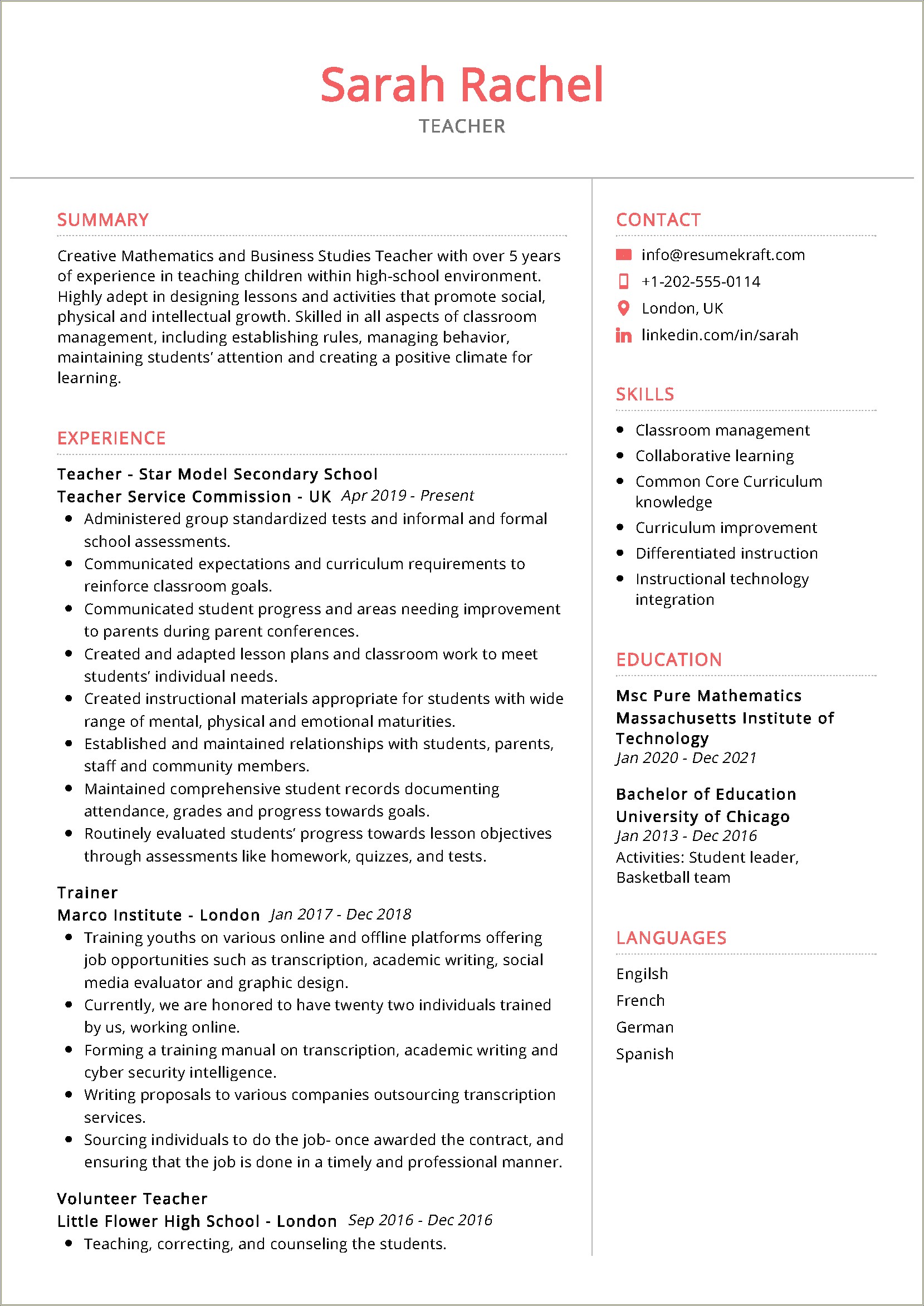 Resume Curriculum For High School Students