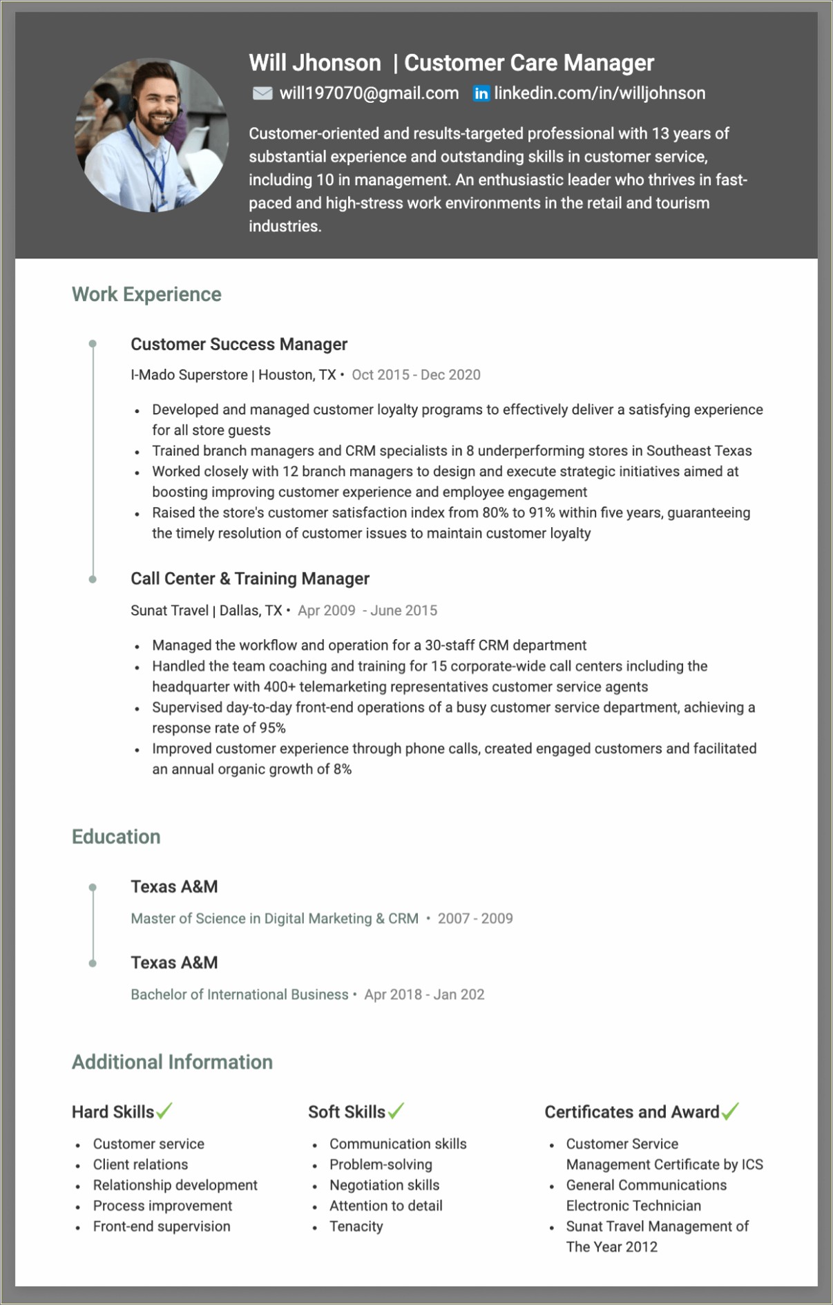 Resume Customer Service Call Center Lead Examples