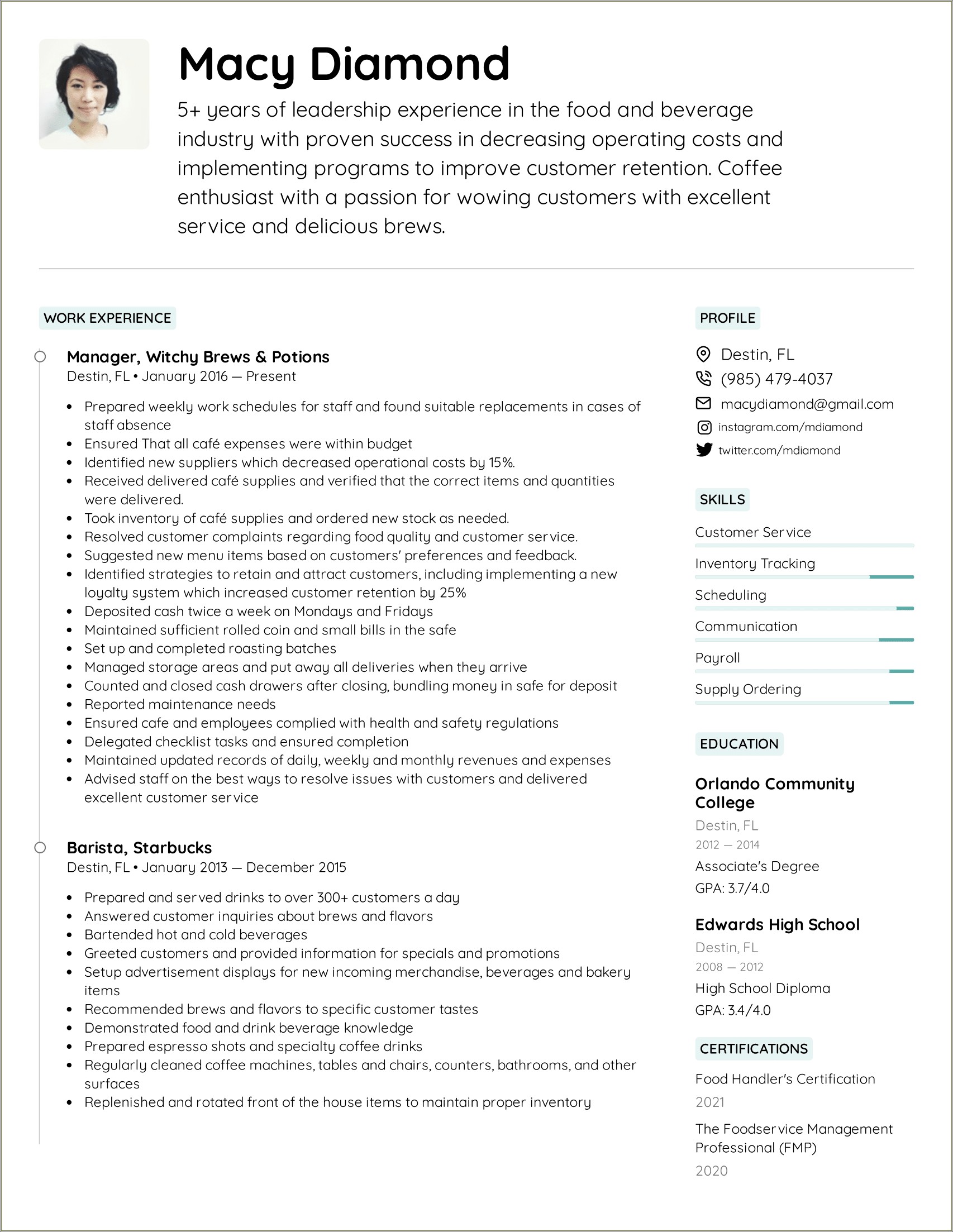 Resume Developed Communication Conflict Resolution Shift Manager