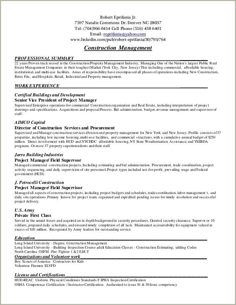 Resume Director Of Section 8housing Manager