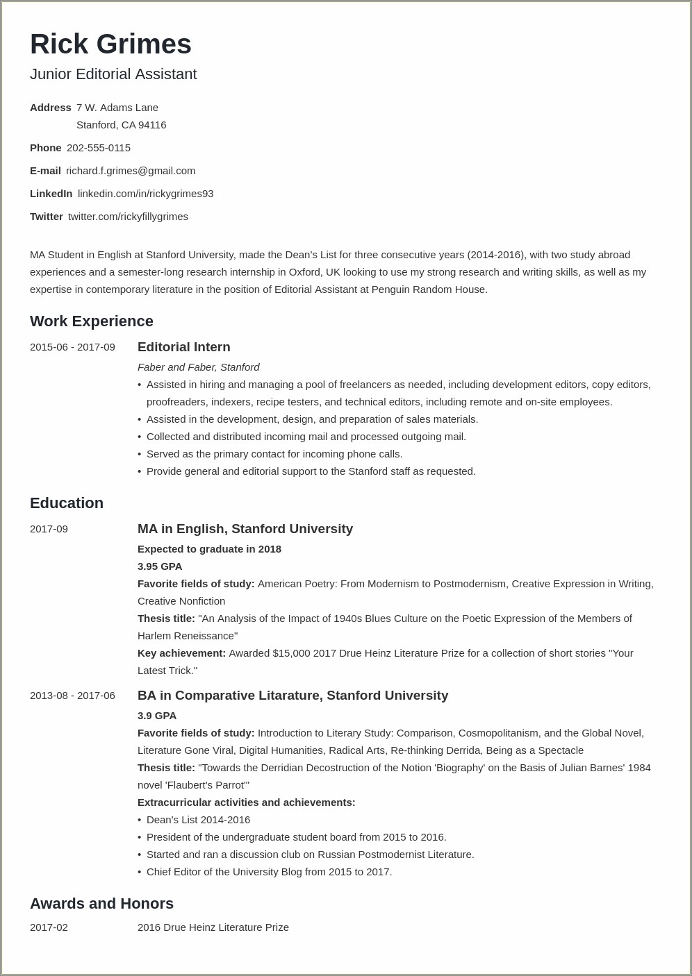 Resume Example 2017 Graditiing With Honors