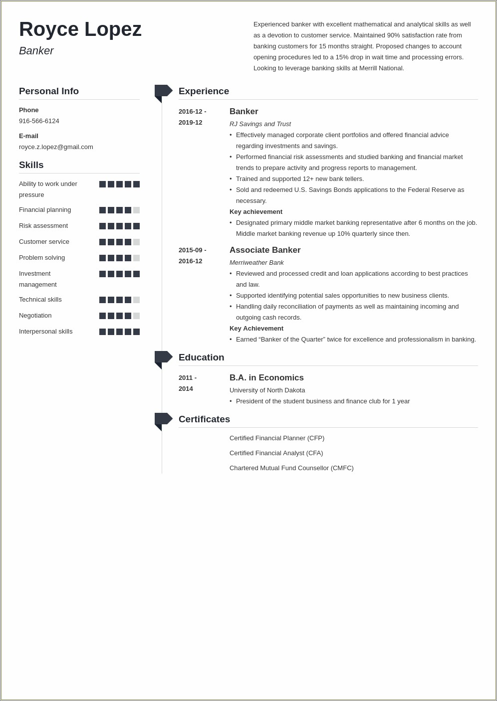 Resume Example 2019 For Financial Advisor