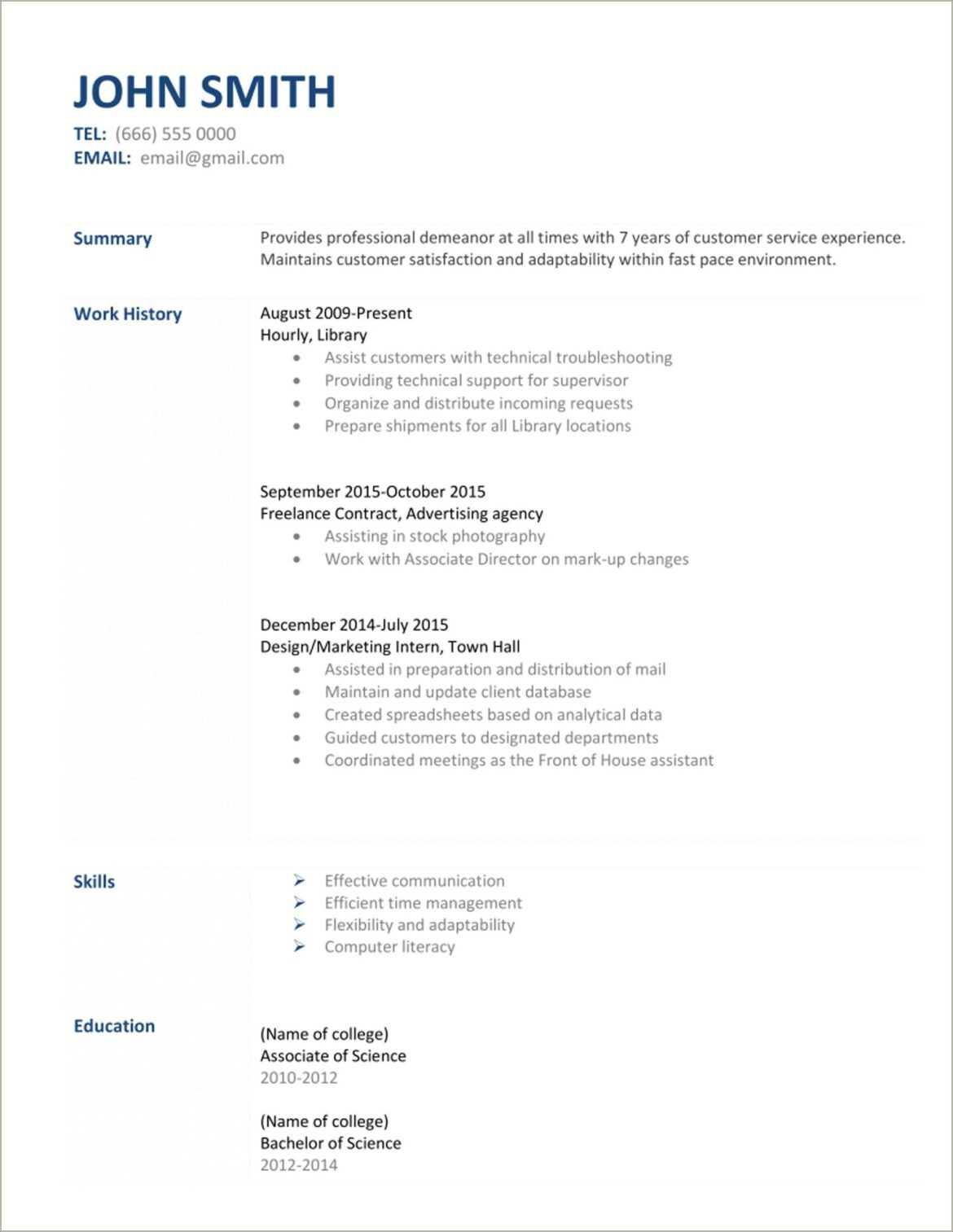 Resume Example Adapt To Changing Requirements