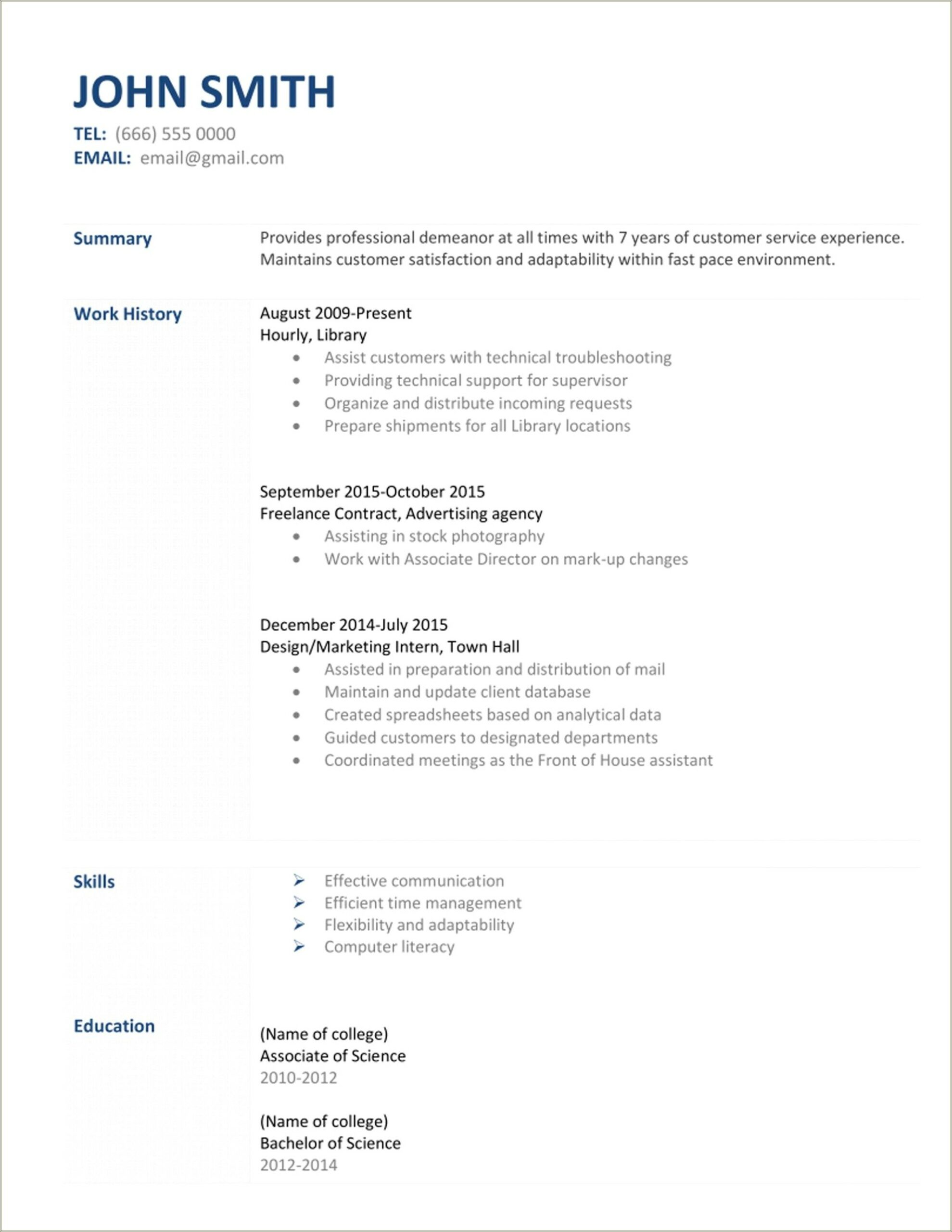 Resume Example Adapt To Changing Requirements