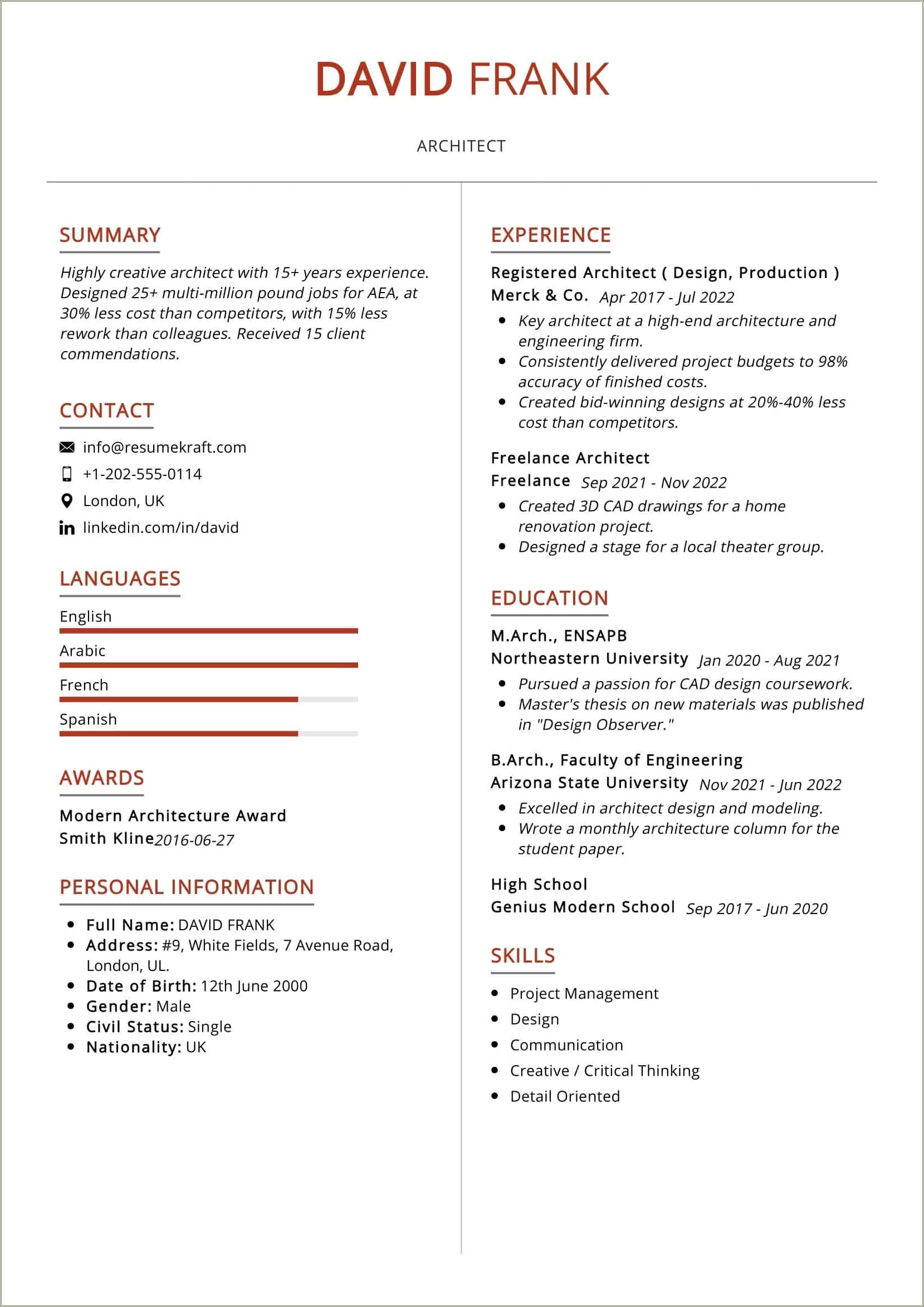 Resume Example For Admin Assistant At Architecture Firm