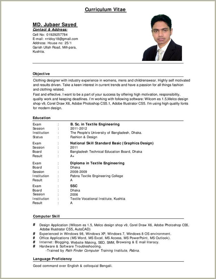 Resume Example For Job Application Pdf