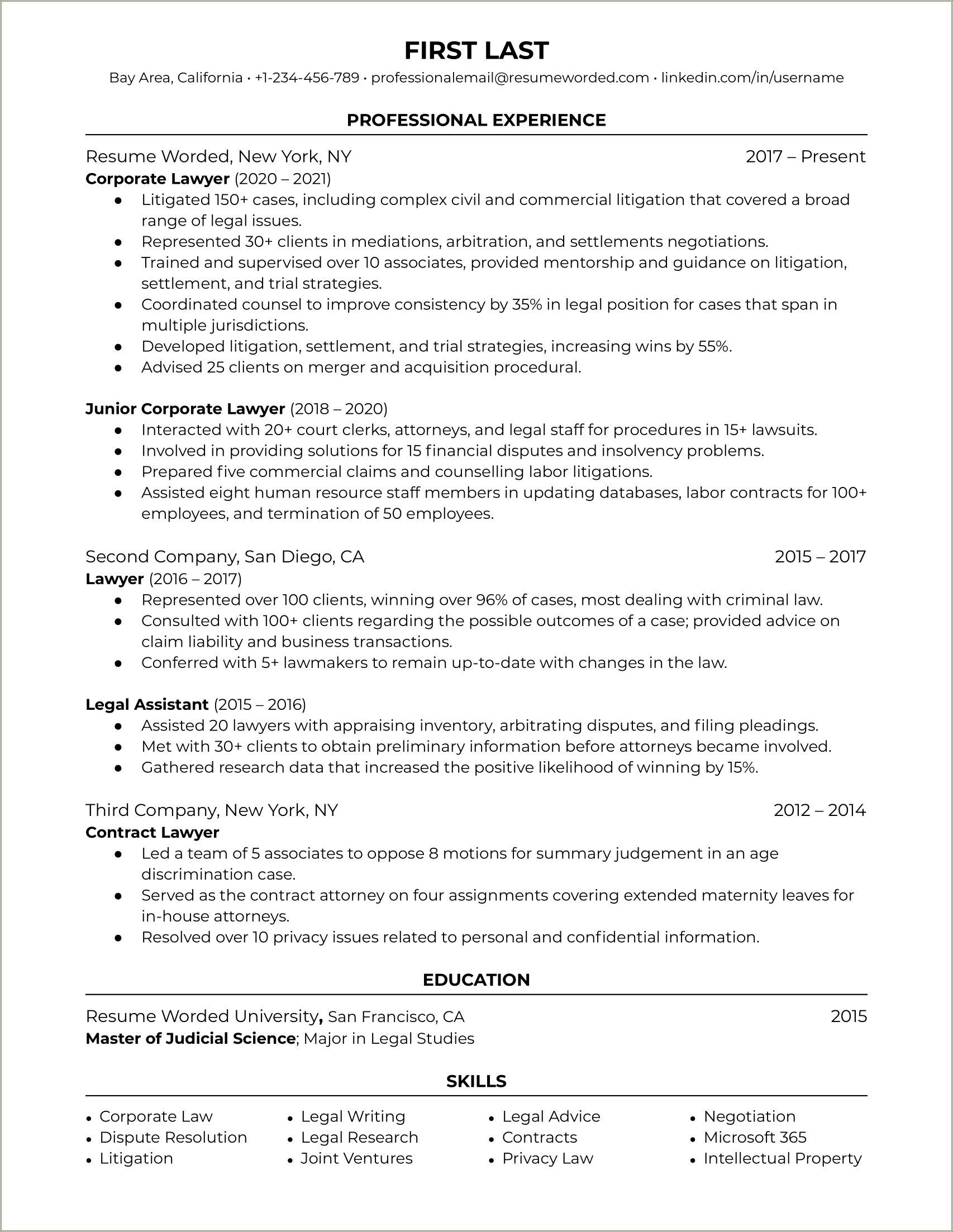 Resume Example For Lawyers Columbia Law