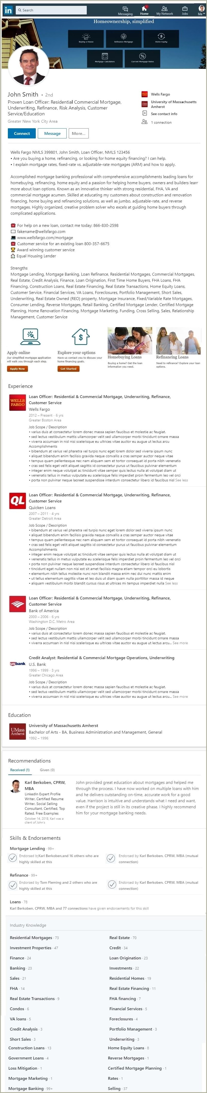 Resume Example For Mortgage Loan Officer