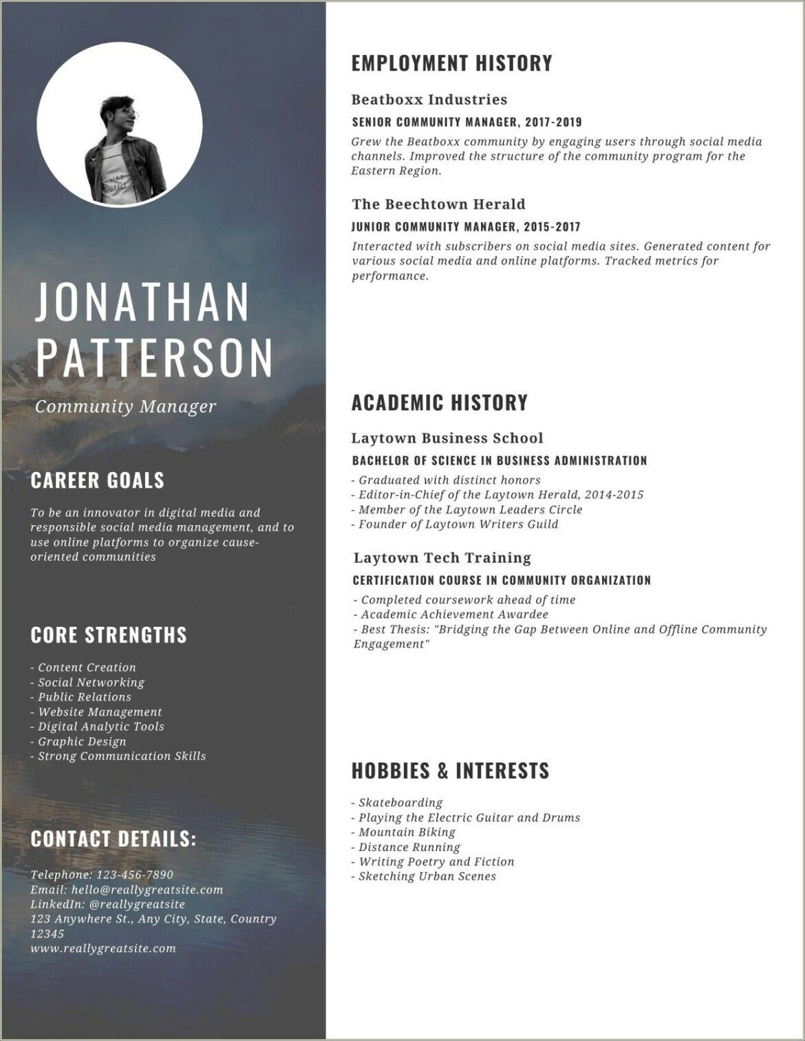 Resume Example For Social Media Manager