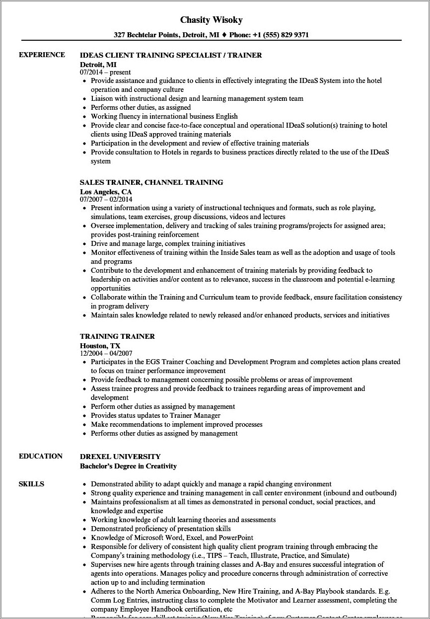 Resume Example For Someone Who Worked On Afatds