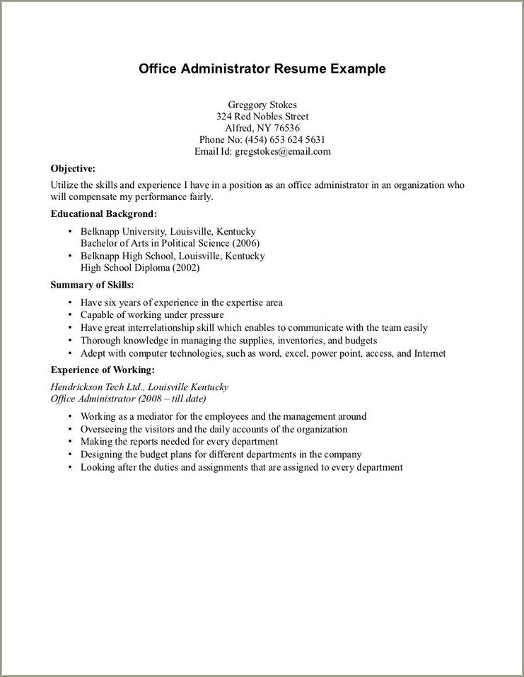 Resume Example Of Student With No Experience