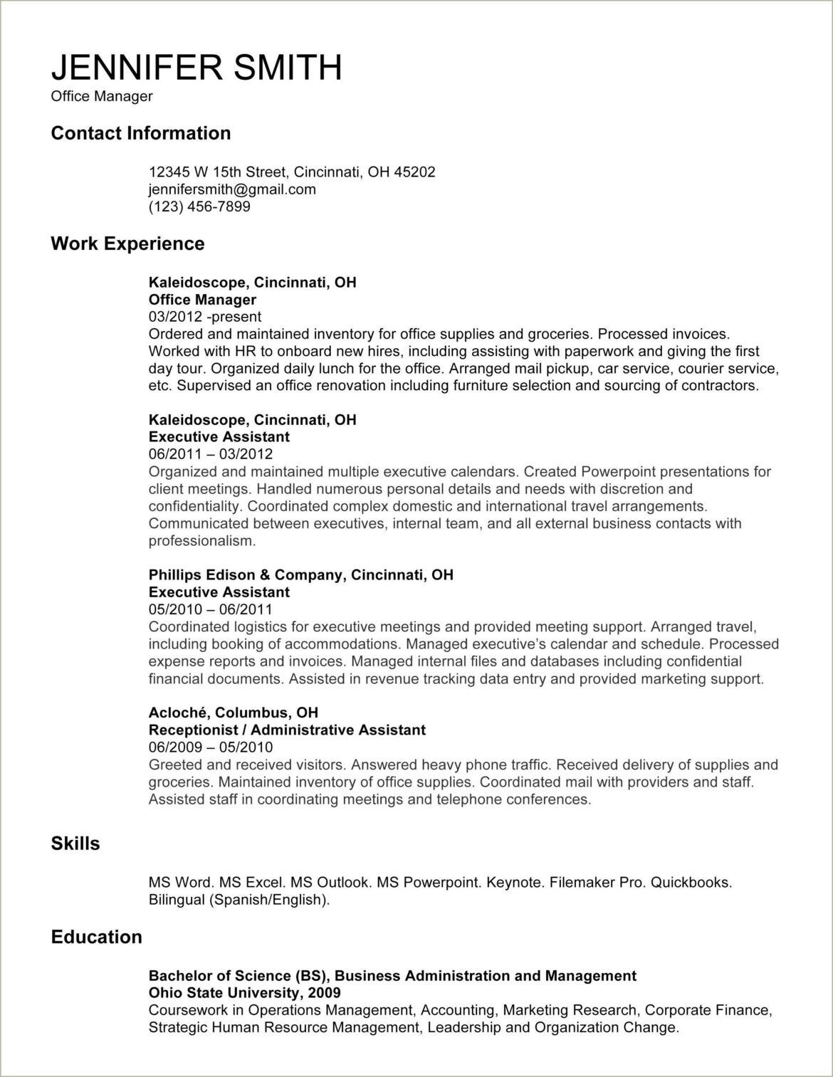 Resume Example Same Company Multiple Positions