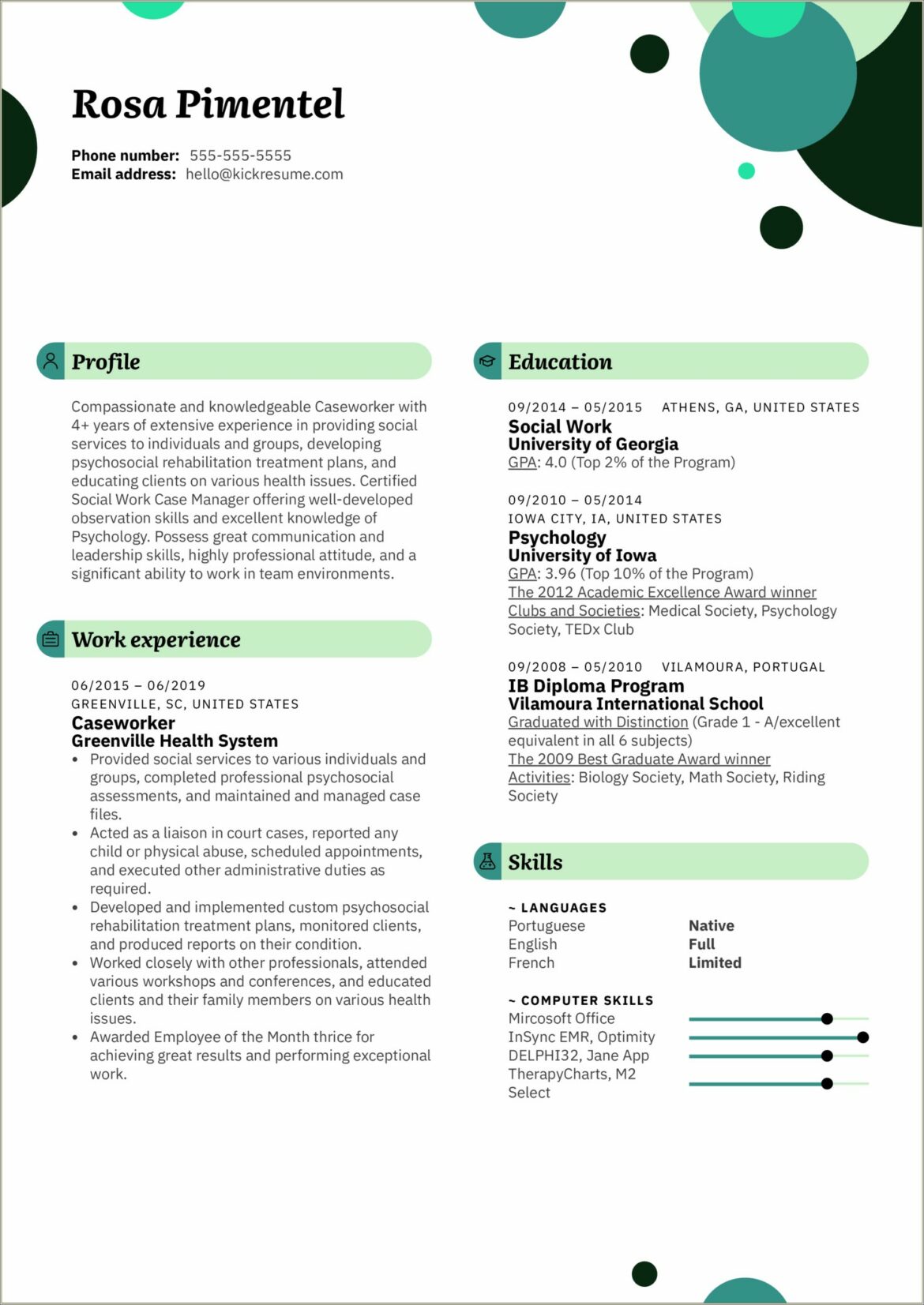 Resume Example Skills For Social Work