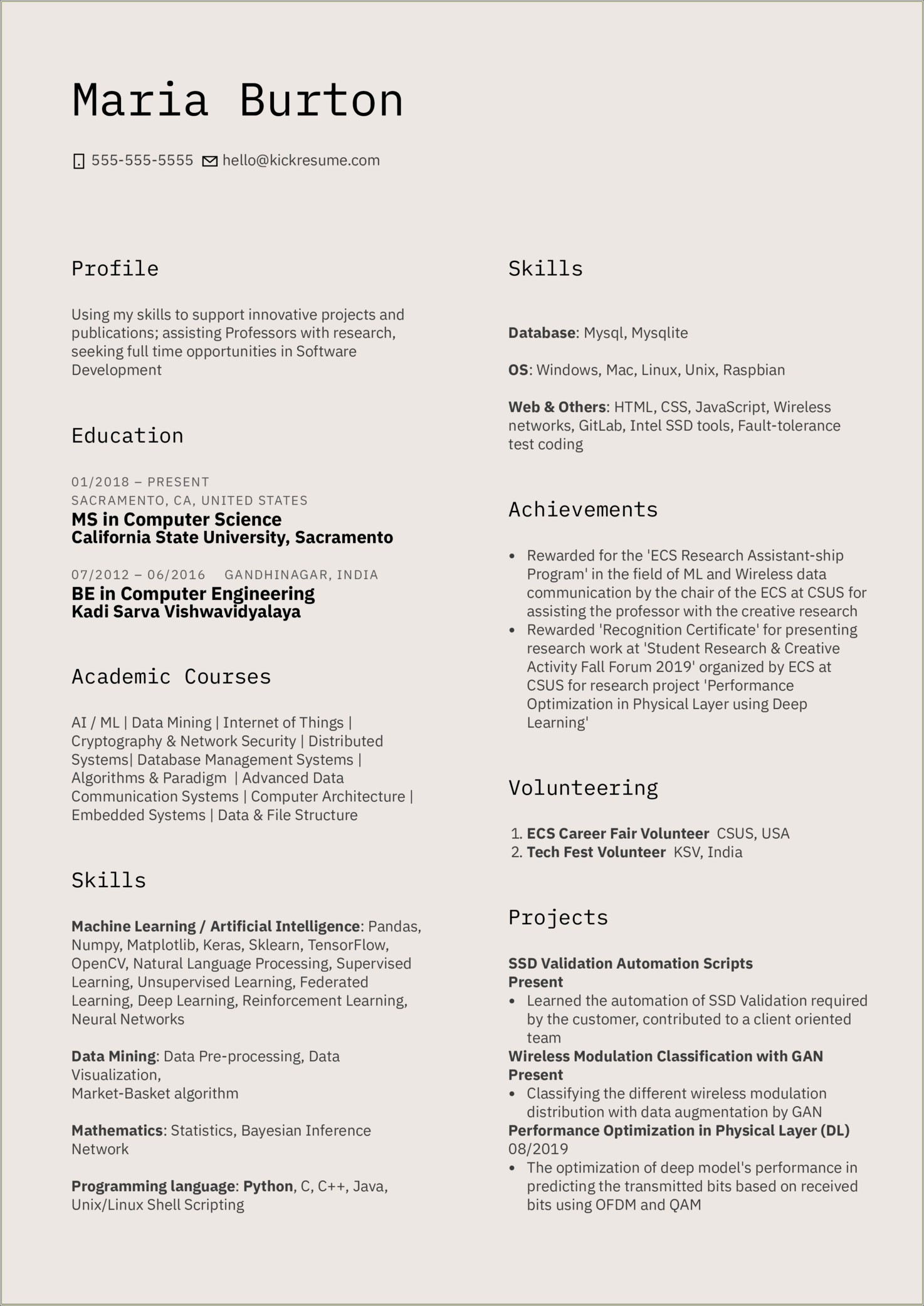 Resume Examples 2018 Embedded System Engineer