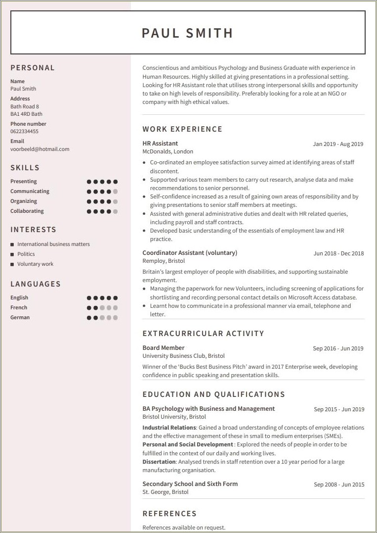 Resume Examples 2019 For Hr Professional Summary