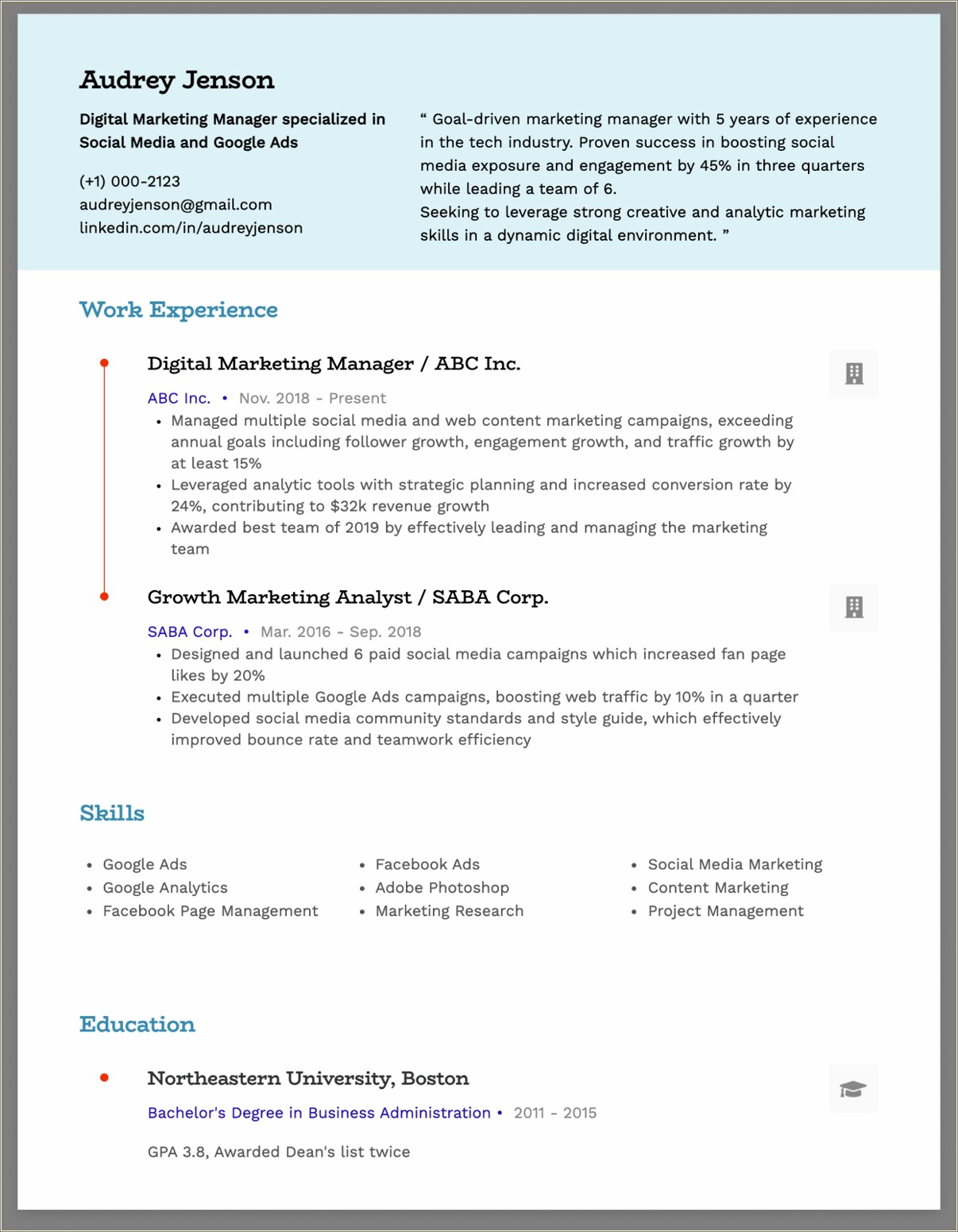 Resume Examples Applying For Manager Position