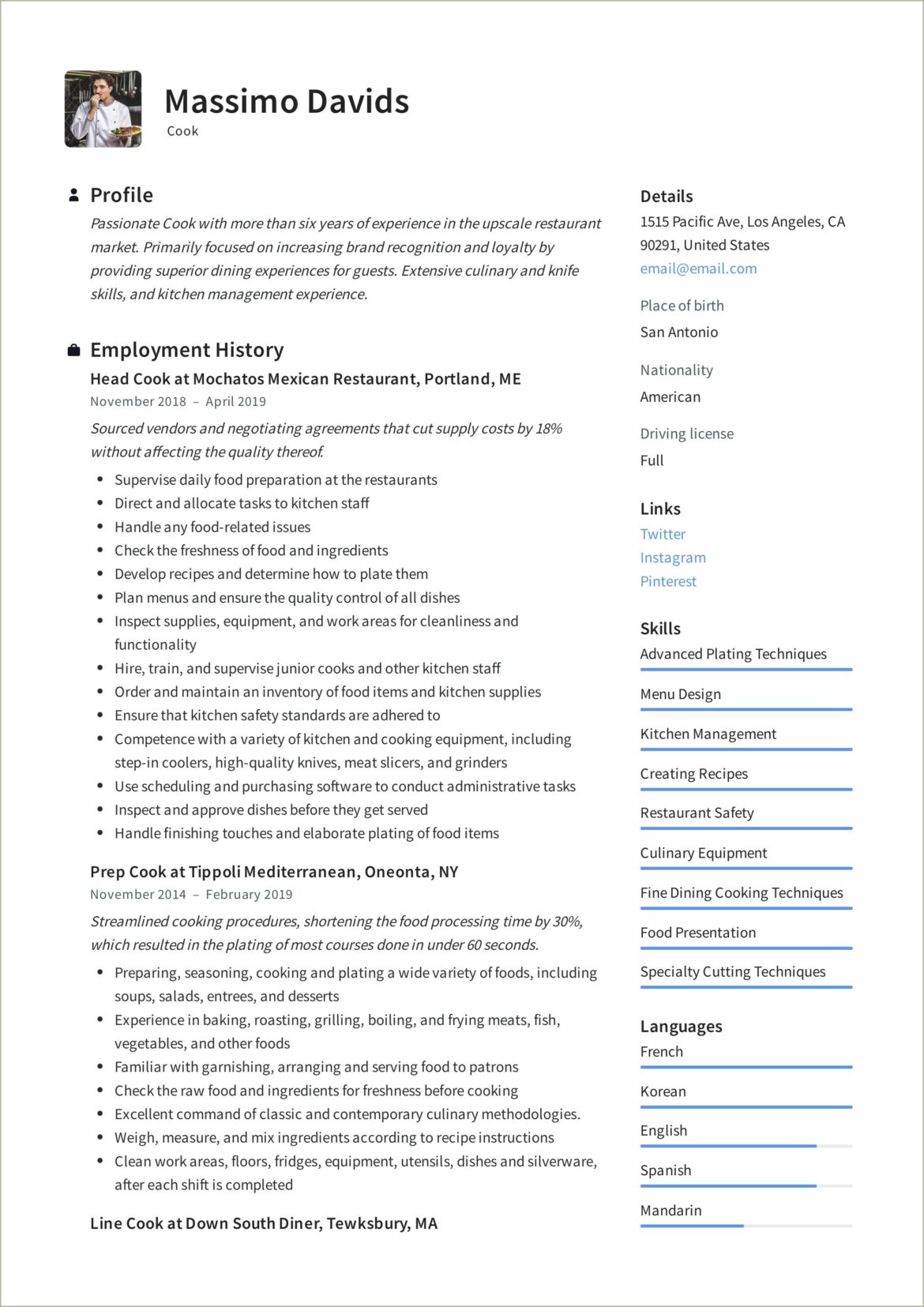 Resume Examples Assistant Manager Mexican Restaurant