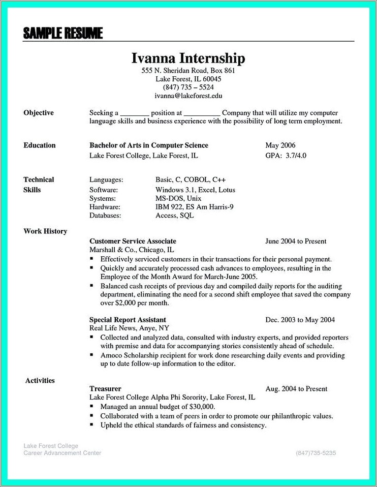 Resume Examples Career Center Wake Forest