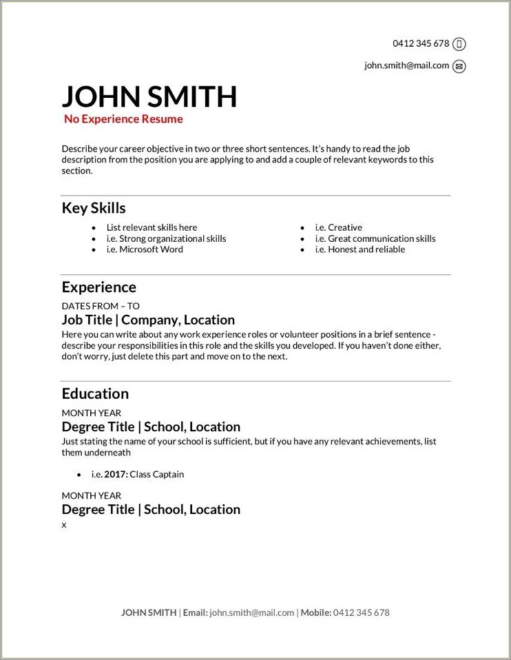 Resume Examples Education Section No Degree